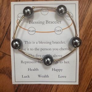 Gold and Black Modern Beaded Bracelet